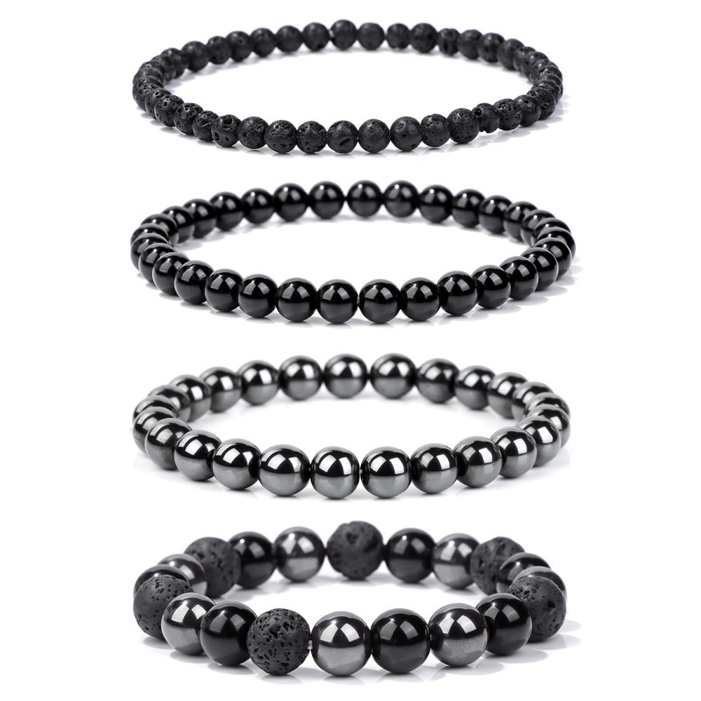 Geometric Natural Stone Beaded Bracelet Set Unisex Handmade Jewelry