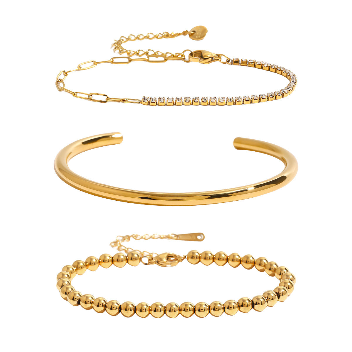 Bracciale da donna placcato in acciaio al titanio con forme geometriche