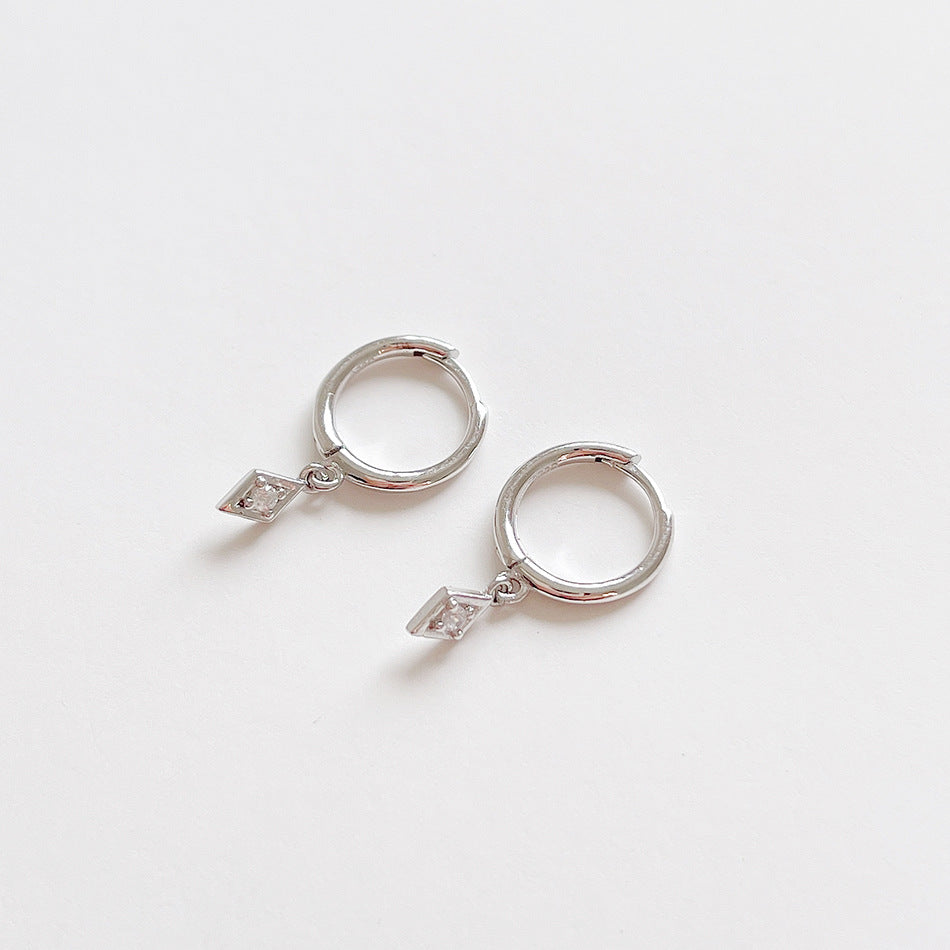 Minimalist Luxury 925 Sterling Silver Geometric Teardrop Rhinestone Hoop Earrings