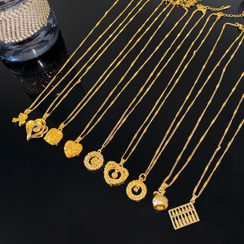 Minimalist Sweet Square Heart Plated Titanium Steel Necklace with Brass Pendant for Unisex
