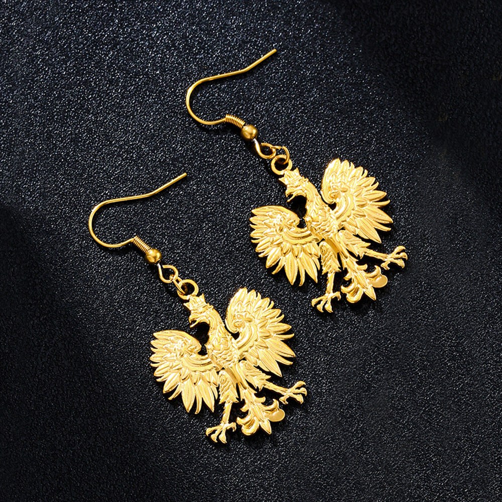 Orecchini minimalistici in acciaio al titanio a forma di aquila con finitura placcata per gioielli da donna alla moda
