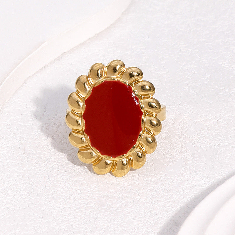 Anello Aperto Girasole Minimalista Placcato Oro 18K in Acciaio Inossidabile, Gioielli Floreali Geometrici da Donna