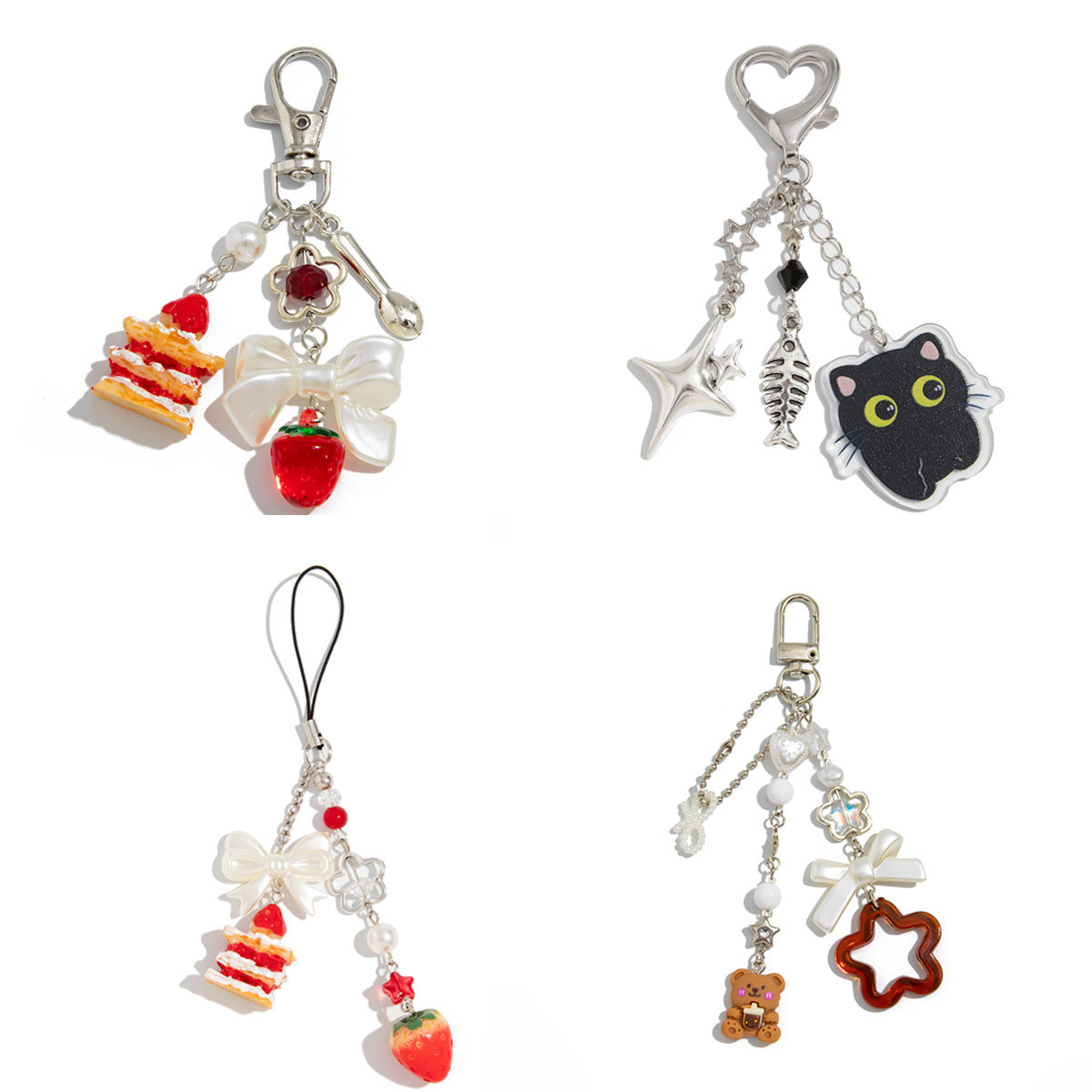 Sweet Strawberry Resin Plated Pendant Keychain Charm