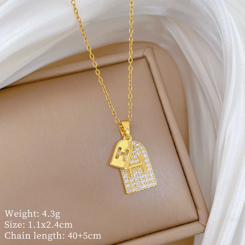 Sweet Minimalist Animal Shape Brass Pendant with Cubic Zirconia Inlay Titanium Steel Necklace for Unisex