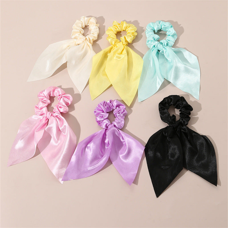 Bonito lazo de tela estilo francés con diseño en forma de U para sujetar el cabello en coletas para niñas, color sólido