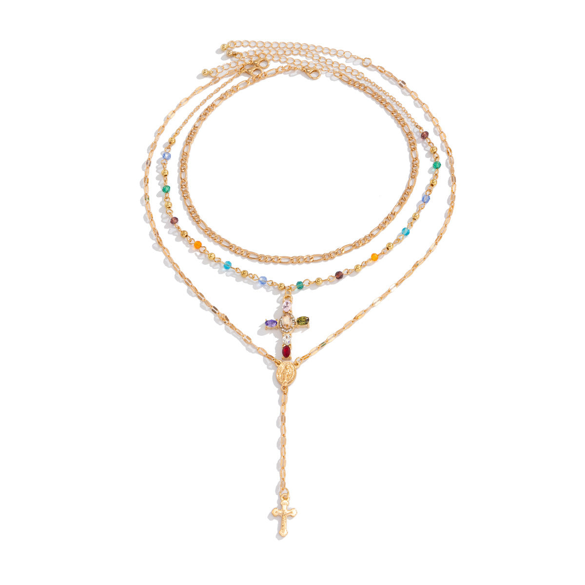Collana pendente a croce minimalista in metallo con finitura placcata per donna, delicata catena clavicola gioielli