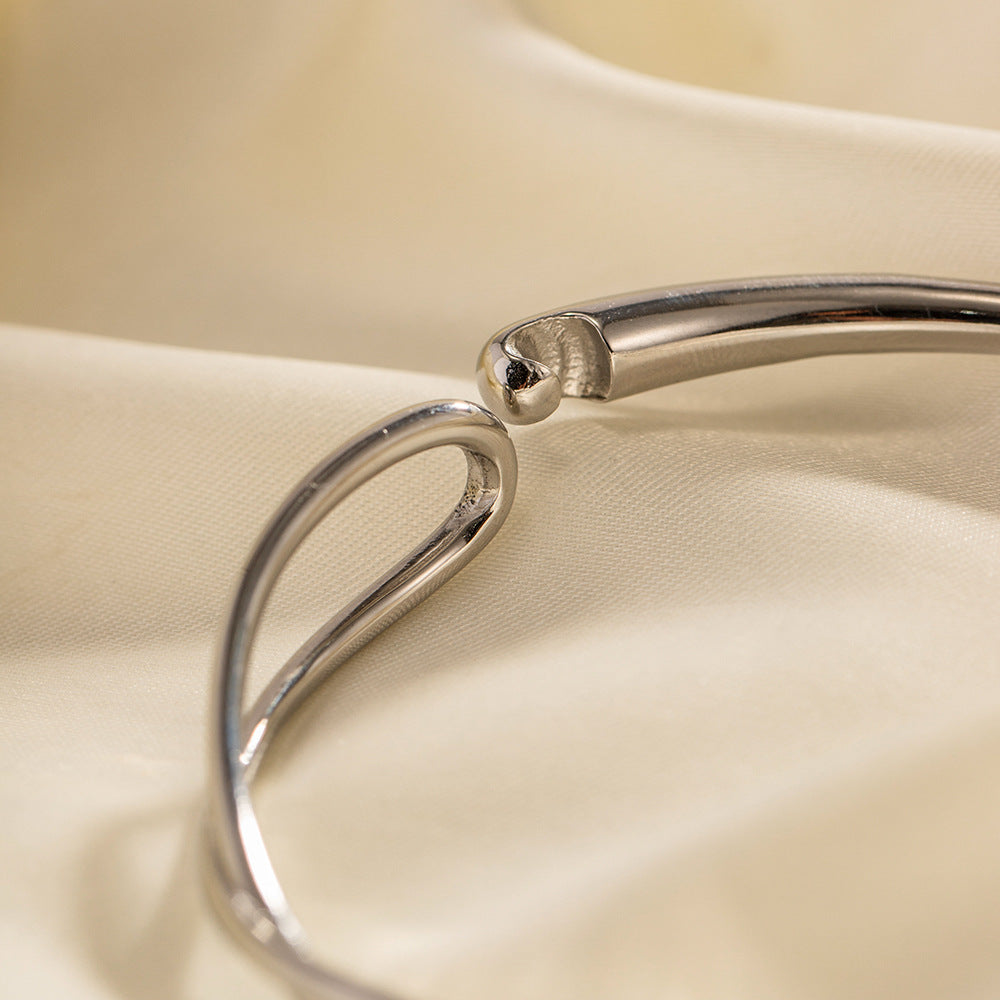 Minimalist Geometric Stainless Steel Bracelet for Women with Polished Finish