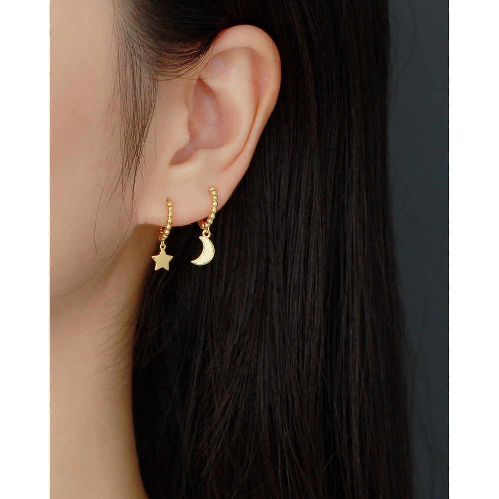 Orecchini a stella lucidi da donna in argento sterling 925, stile minimalista e delicato