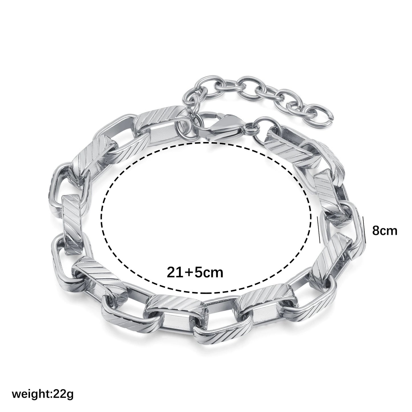 Pulsera unisex de acero titanio en forma de U estilo Hip Hop con acabado galvanizado