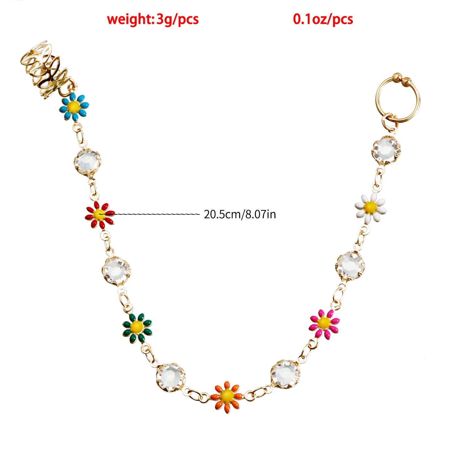 Minimalist Streetwear Ethnic Geometric Floral Drip Oil Plated Rhinestone Nose Ring for Unisex