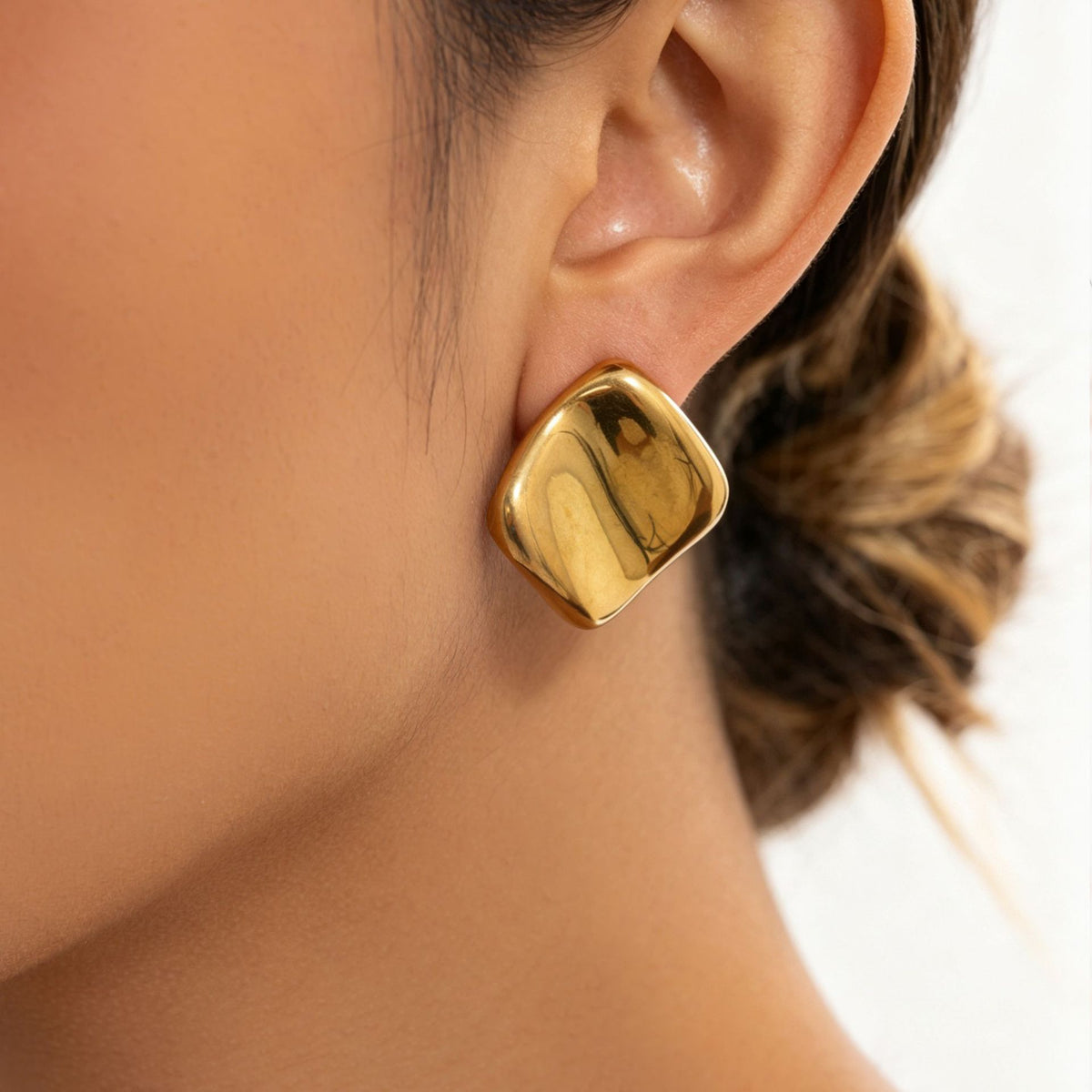 Minimalist Square Geometric Stainless Steel PVD Polished Earrings for Women