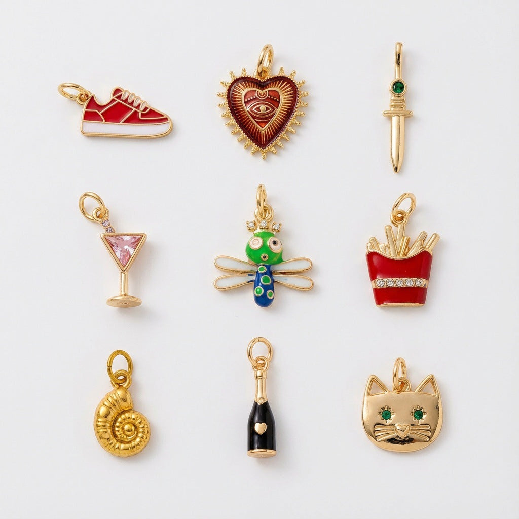 Vintage Heart Brass Plated Charm Bar