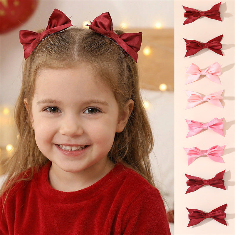 Natural Style Bow-Shaped Duckbill Hair Clip for Girls with Ruffled and Mesh Details in Polyester