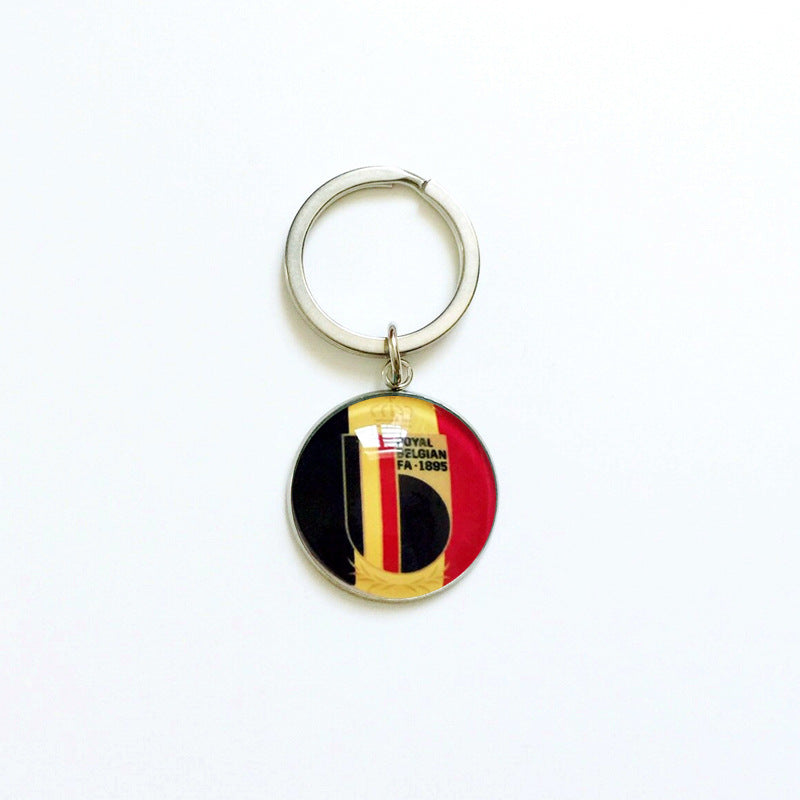 Sporty Round Stainless Steel Keychain National Football Team Souvenir Gift