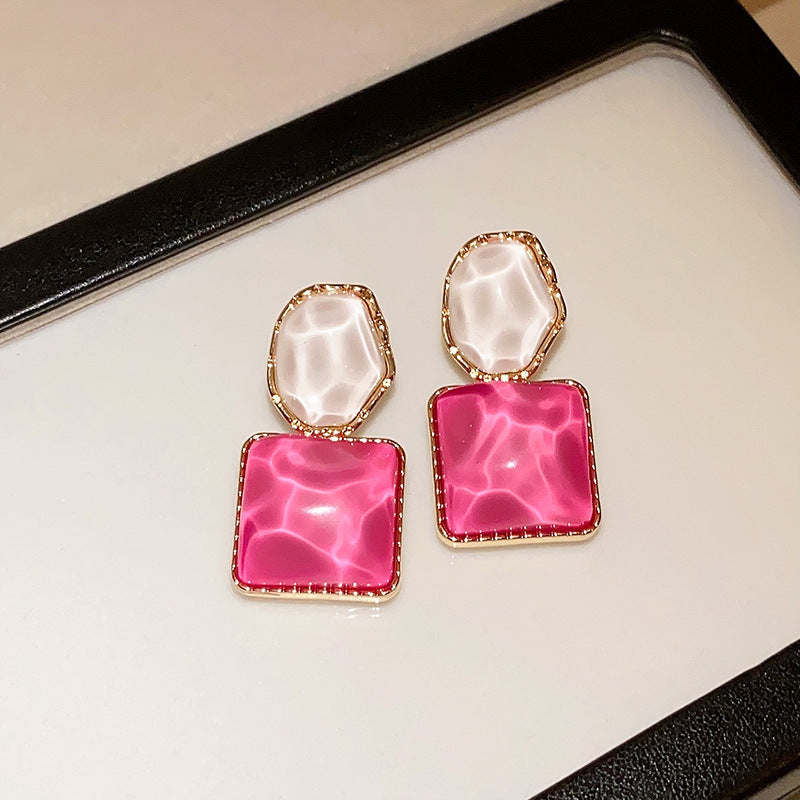 Pendientes Geométricos de Acrílico Estilo Vintage con Postes de Acero Chapado en Oro para Mujer