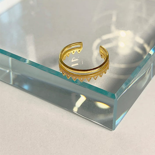 Anello geometrico floreale placcato in argento sterling 925 con zirconi cubici