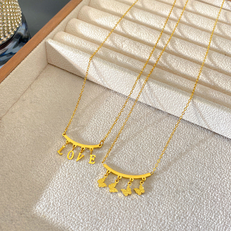 Sweet Streetwear Letter Number Titanium Steel Plated Necklace Unisex Cable Chain
