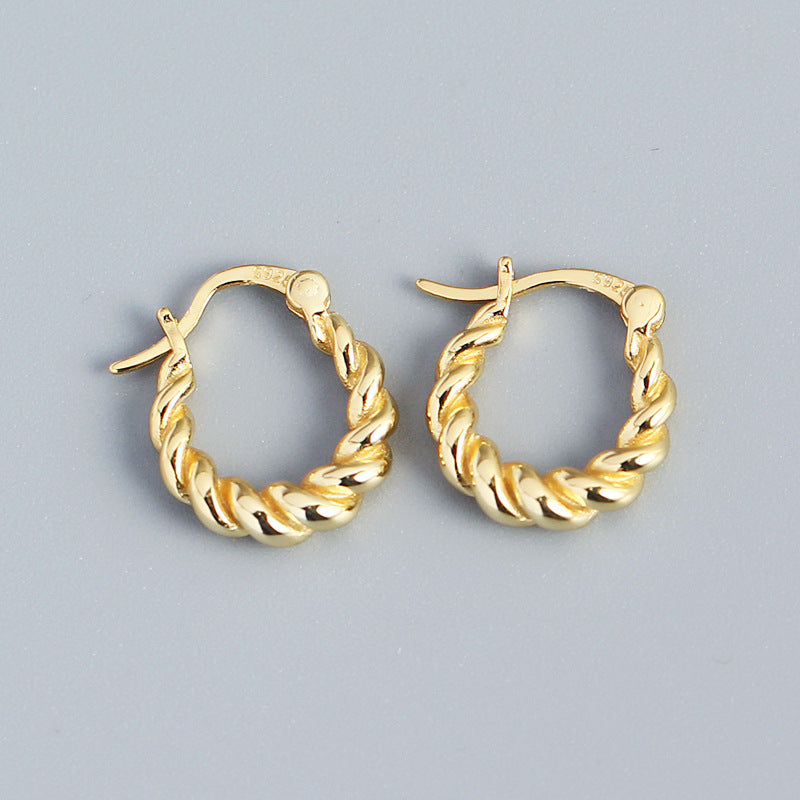Vintage Minimalist U-Shaped S925 Sterling Silver Ear Cuffs with Geometric Wire-Wrapped Twist Design for Women