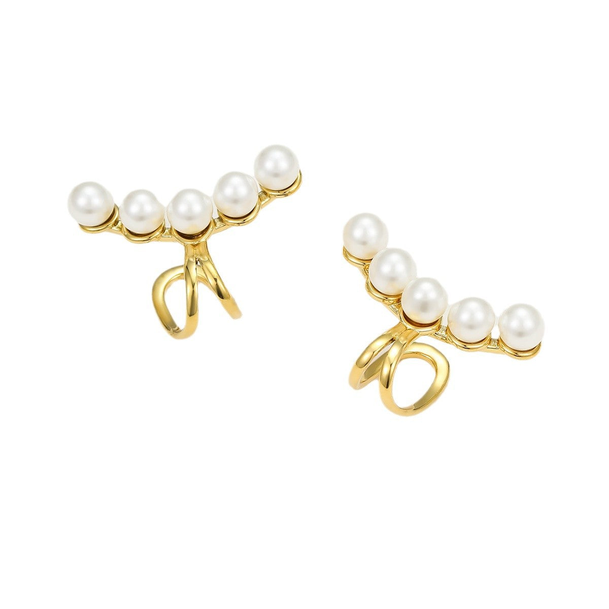 Minimalista Francese Vintage Perla Acciaio Inox Ear Cuff da Donna Senza Foro per Orecchio Elegante Gioiello Laterale