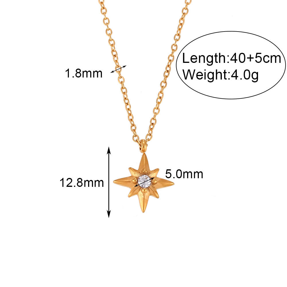 Minimalist Fashion Stainless Steel Octagram Pendant Necklace for Women with Plated Finish