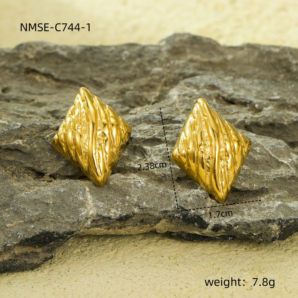 Minimalist Geometric Stainless Steel Earrings with Electroplated Finish and Textured Surface for Women