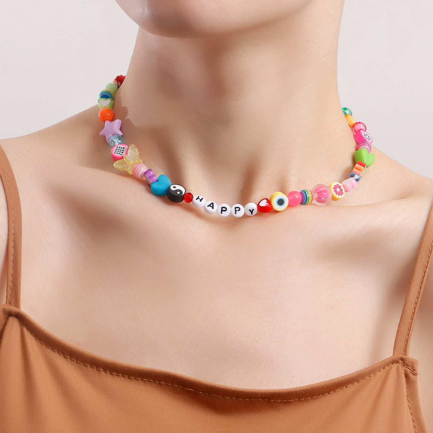Bohemian Multicolor Alloy Letter Necklace for Women with Geometric Pendant and Plated Finish