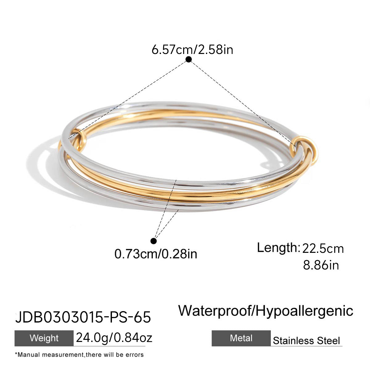 Elegant Round Geometric Stainless Steel Plated Cubic Zirconia Bracelet for Women