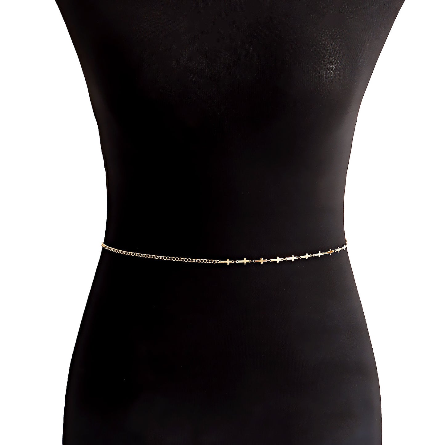 Minimalist Mini Cross Waist Chain for Women Made of Metal with Punk Style Accent