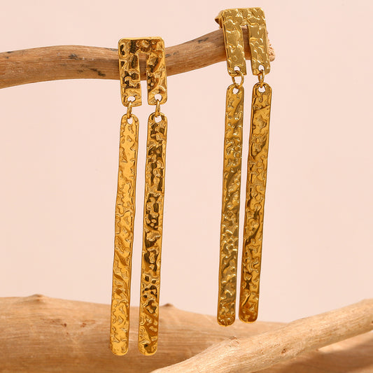 Aretes de Acero Inoxidable Geométricos Minimalistas con Baño de Oro de 18K para Mujer