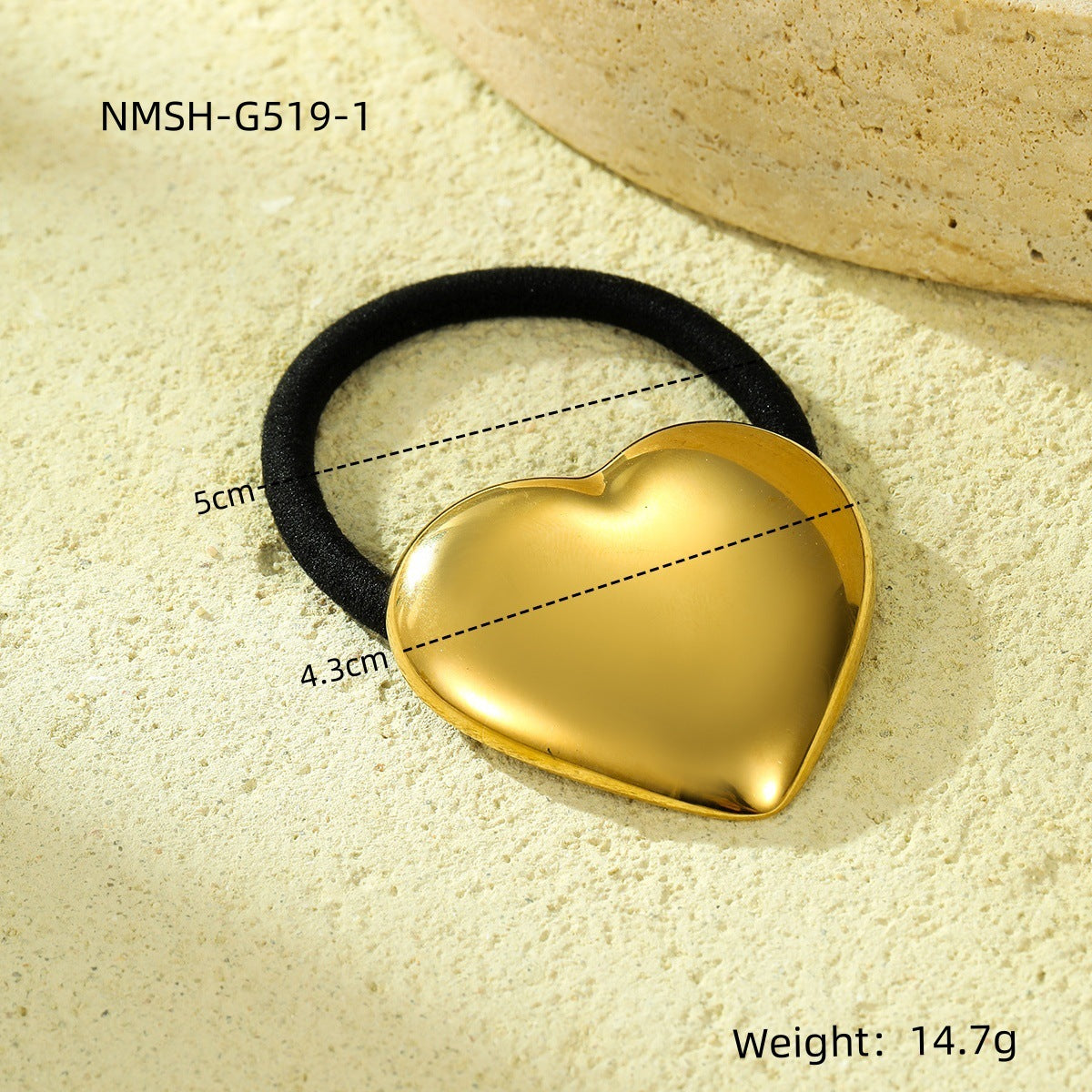 Fashion Geometric Heart 18K Gold Plated Stainless Steel High Elastic Hair Tie