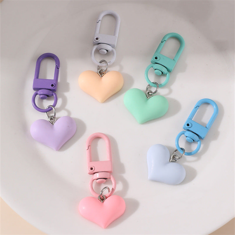 Portachiavi in Metallo a Forma di Cuore Pastello Carino e Minimalista per Coppie e Bambini