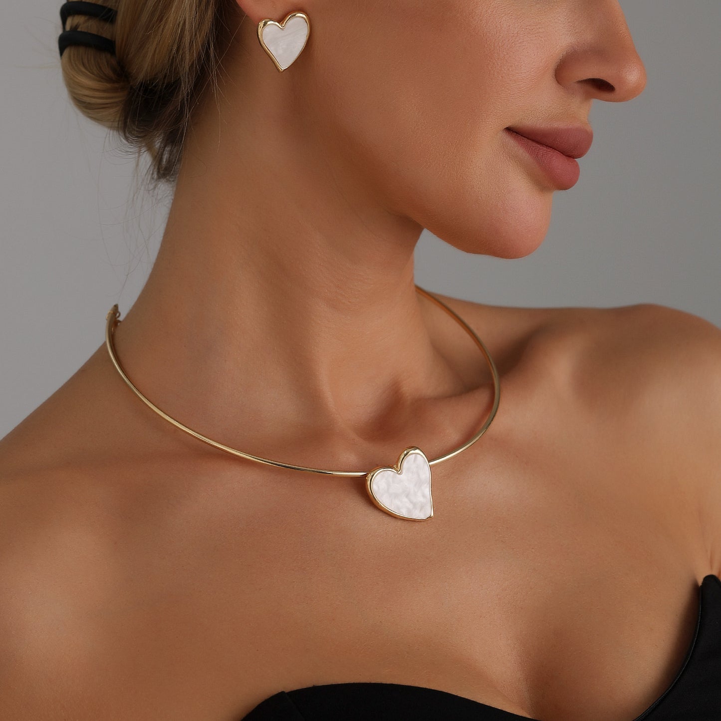 Minimalist Irregular Heart-Shaped Alloy Necklace Set with Plated Finish for Women