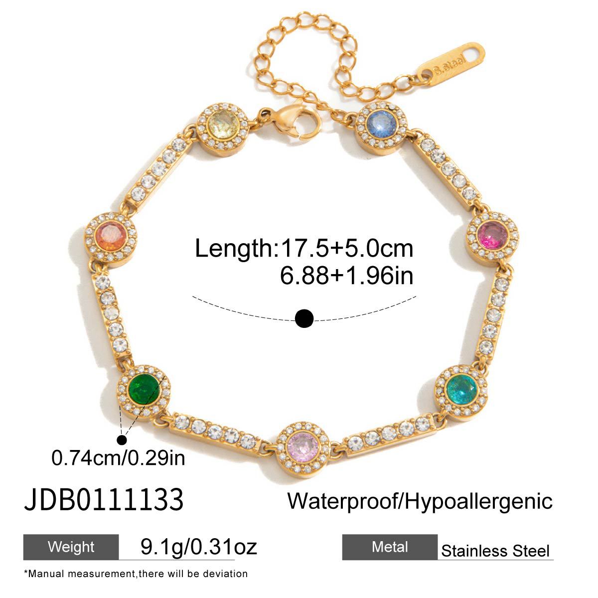 Elegant Minimalist Heart Geometric Stainless Steel Plated Cubic Zirconia Bracelet for Women