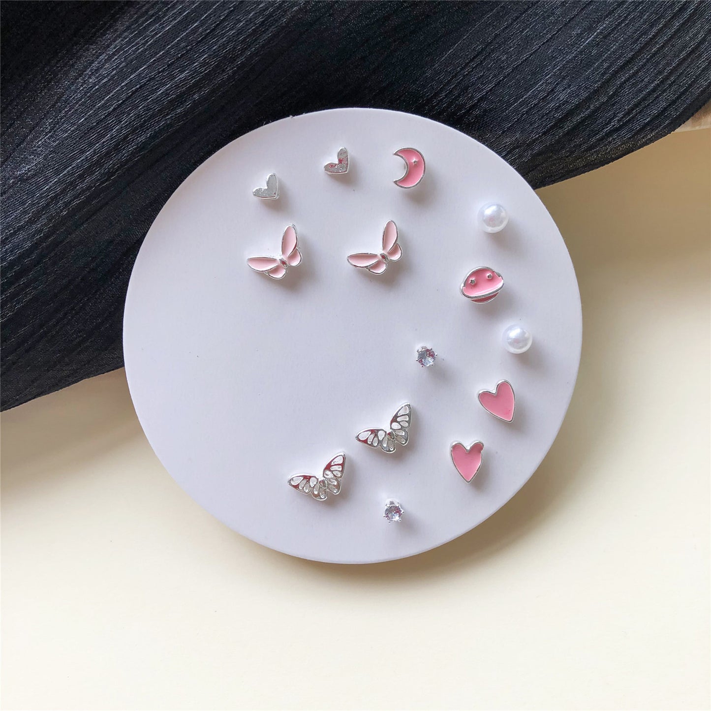 Minimalist Sweet Geometric Alloy Plated Stud Earrings with 925 Sterling Silver Posts for Women