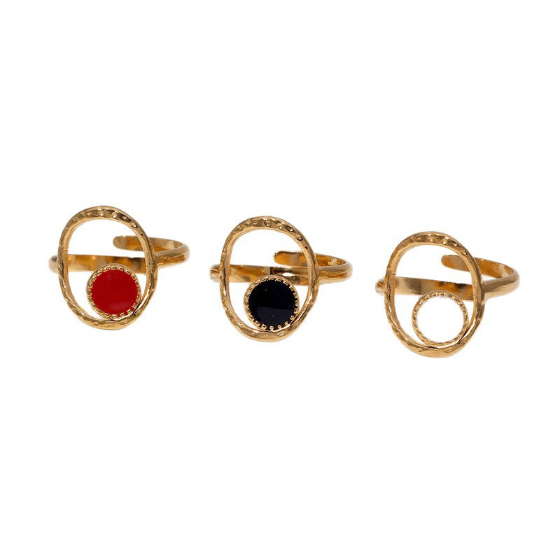 Minimalist Geometric Open Ring for Women in Stainless Steel with 18K Gold Plating