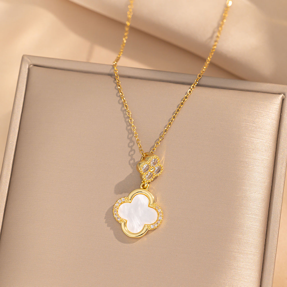 Minimalist Geometric Titanium Steel Necklace for Women with Gold Plating Locket Chain Fashion Accessory