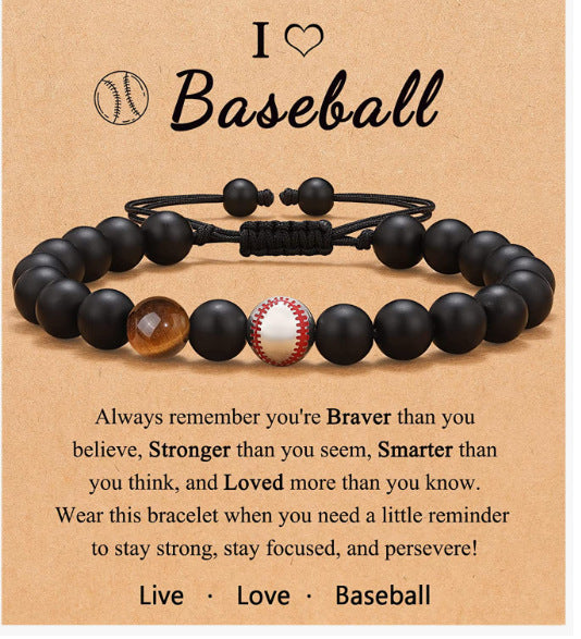 Sporty Matte Geometric Tiger Eye Agate Beaded Bracelet for Men Women