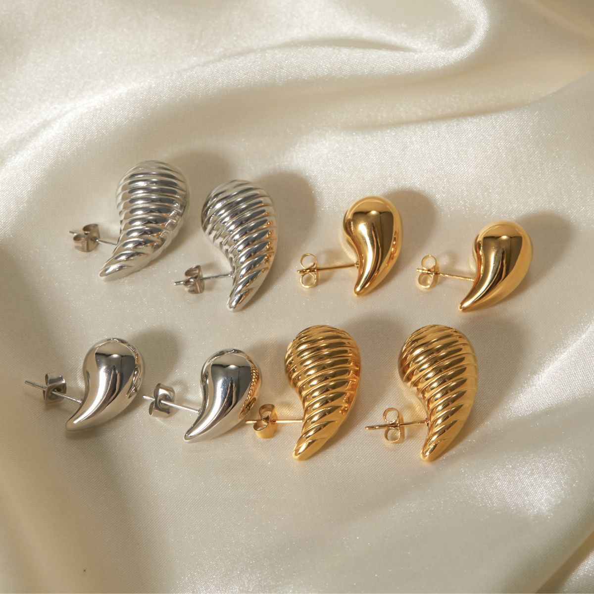 Orecchini a Goccia Irregolari in Acciaio Inossidabile Placcato Oro 18K Stile Vintage Esotico da Donna