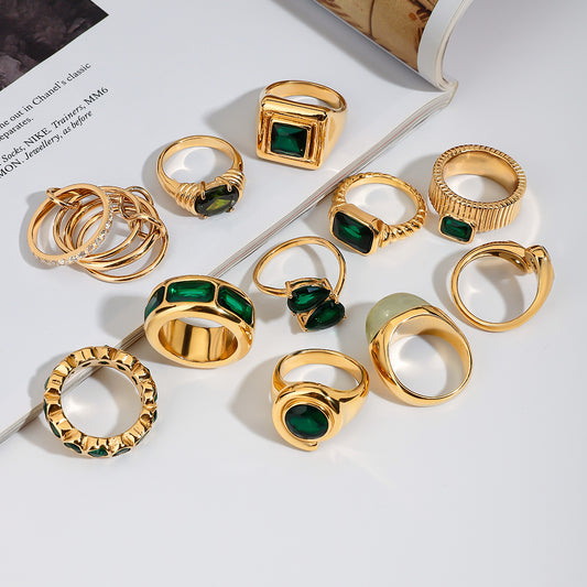 Geometric Heart Plated Stainless Steel Ring for Women