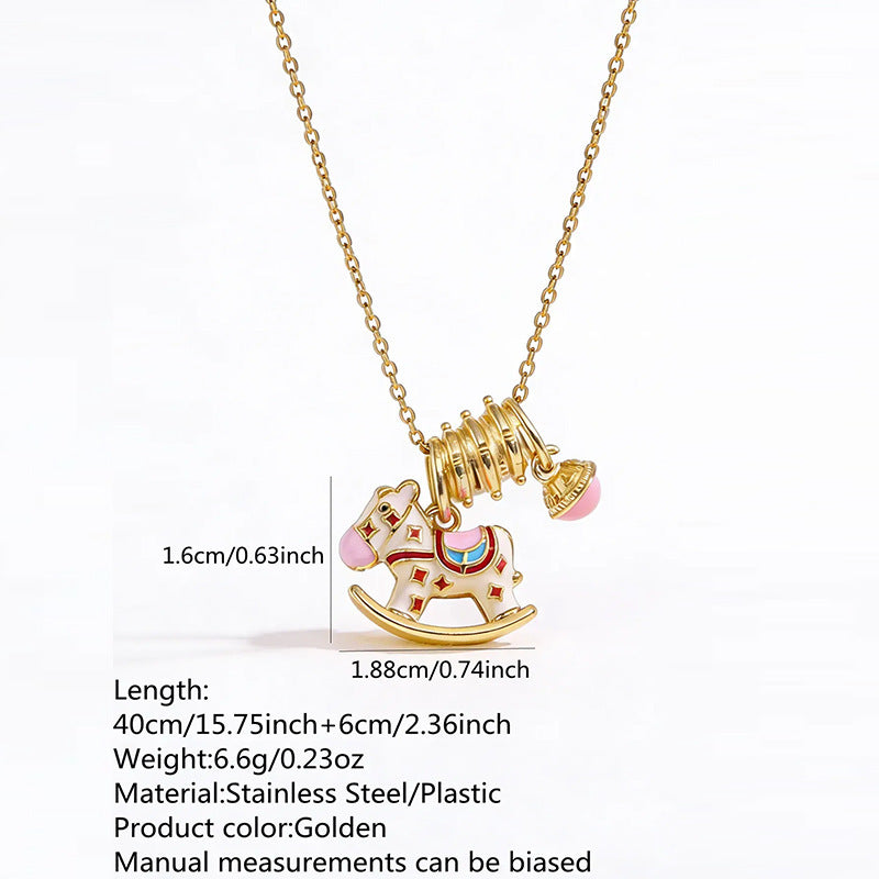 Luxury Elegant Animal Stainless Steel Plated Rhinestone Pendant Necklace for Women