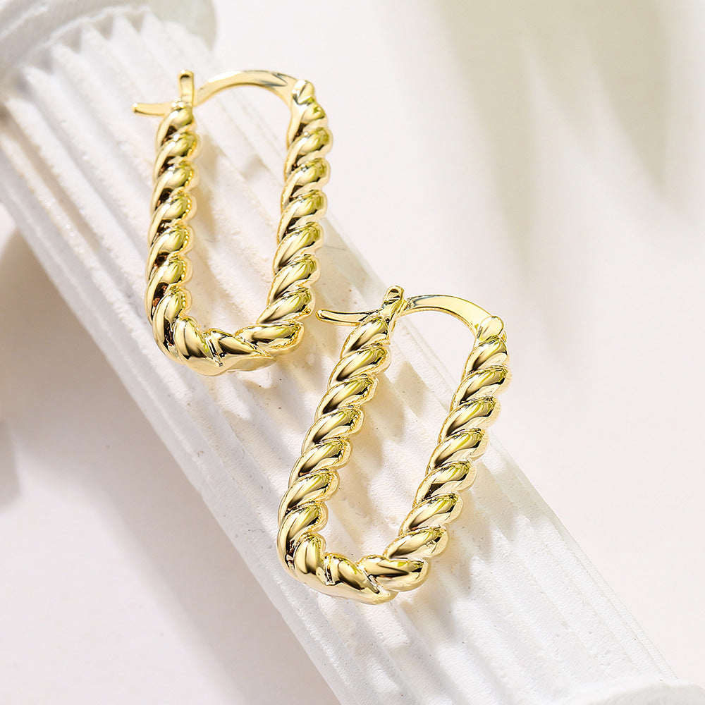 Minimalist Geometric Gold Plated Brass Earrings with 925 Sterling Silver Posts for Women