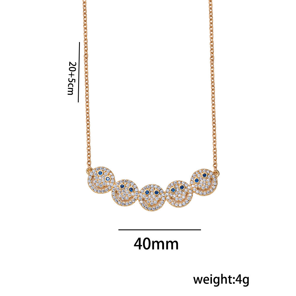 Minimalist Smile Face Titanium Steel Necklace and Earrings Set for Women with Hypoallergenic Plating Finish