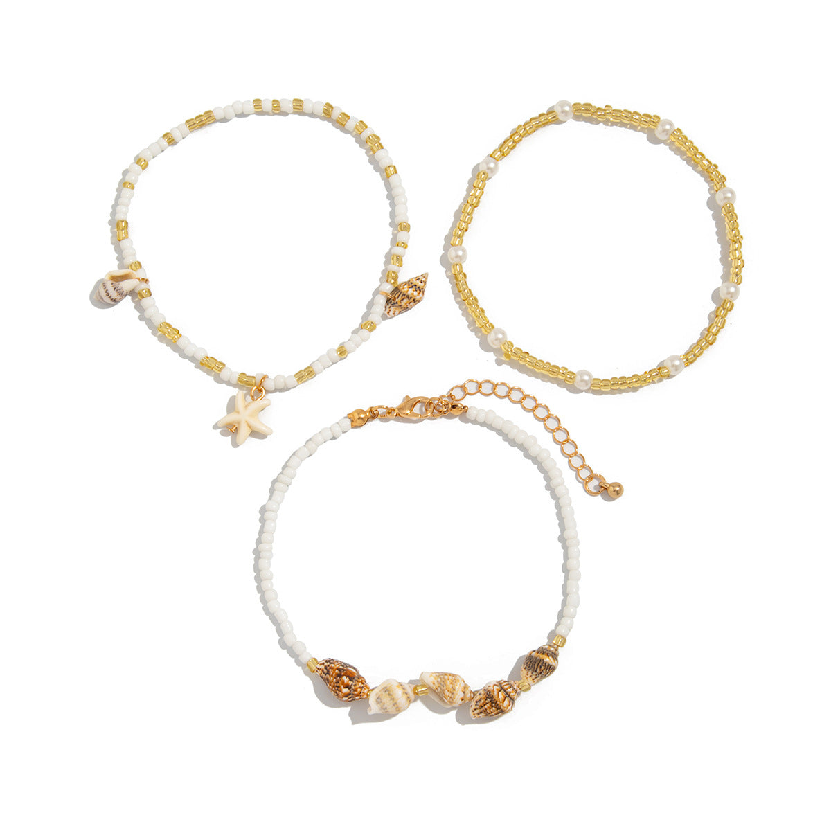Minimalist Shell-Shaped Anklet for Women Made of Seed Beads with Ocean-Inspired Design