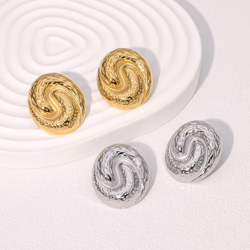 Orecchini da donna geometrici minimalisti a forma di abalone in acciaio inossidabile placcati oro 18 carati