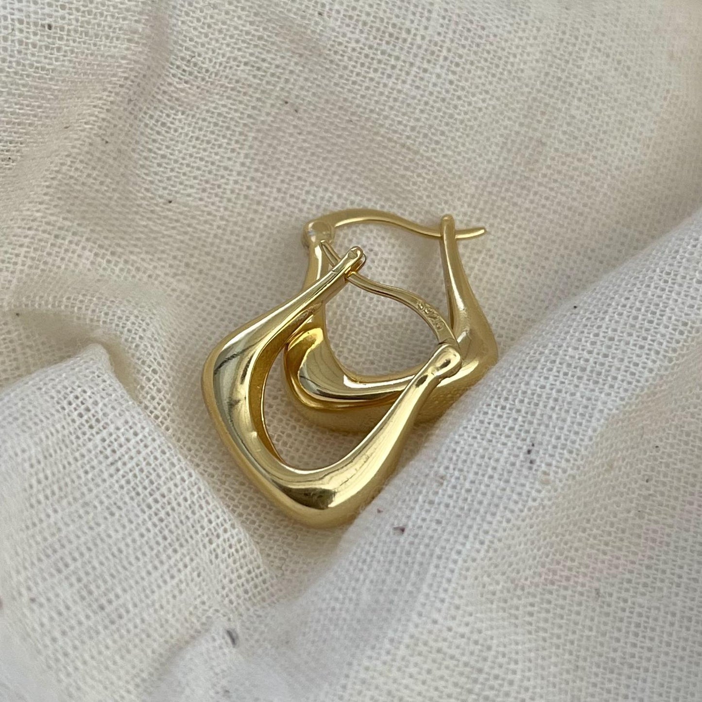 Minimalist Sweet 925 Sterling Silver Geometric U-Shaped Hoop Earrings Gold Plated
