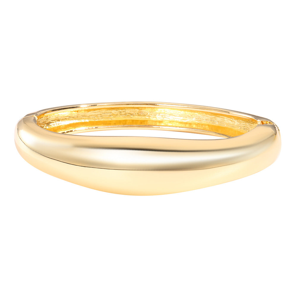 Geometric Round Plated Alloy Open Cuff Bracelet