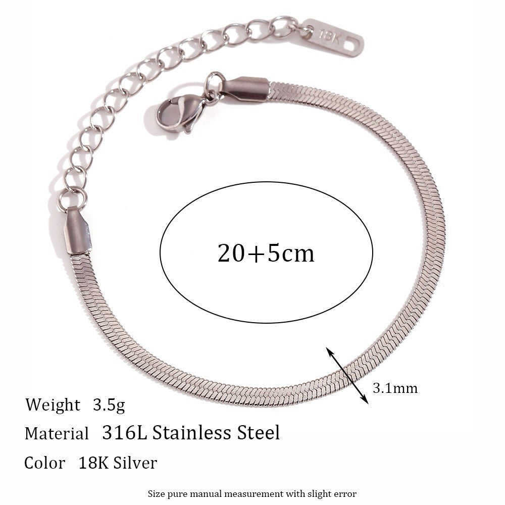 Tobillera minimalista geométrica de acero inoxidable con diseño de cadena de eslabones para mujer