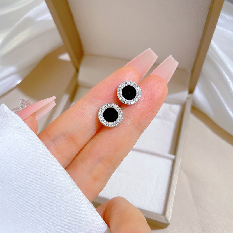 Minimalist Sweet Geometric Titanium Steel Plated Stud Earrings