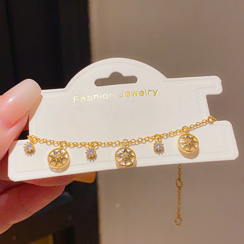 Luxury Elegant 18K Gold Plated Brass Floral Inlaid Cubic Zirconia Bracelet for Women