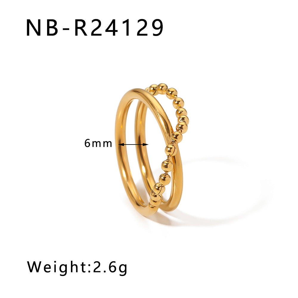 Asymmetrical Irregular Textured Stainless Steel Ring with Wavy Leaf and Geometric Shape Design